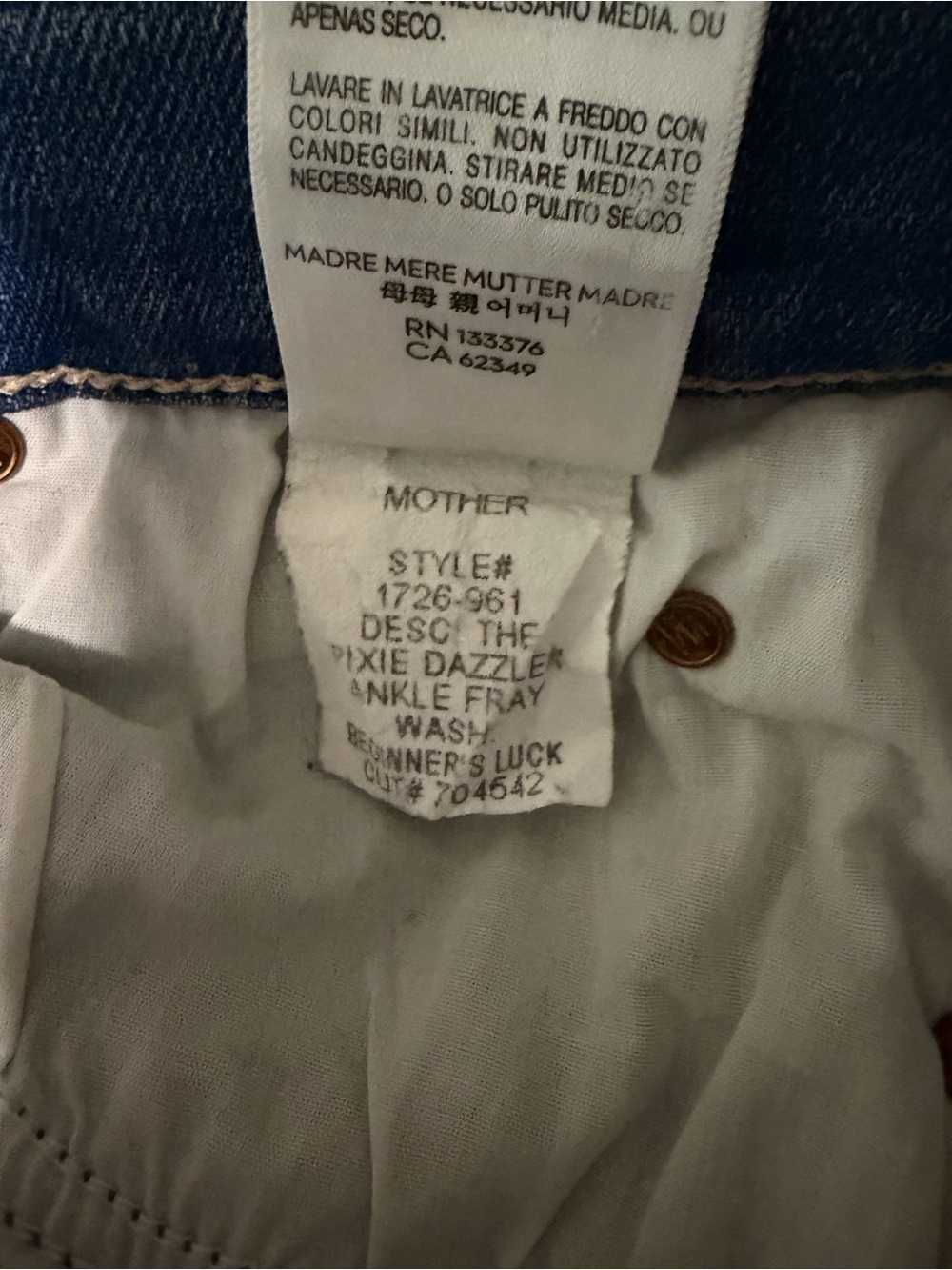 Mother Demin Pixie Dazzler Ankle Fray (Beginner's Luck) Size 27 - Picture 10 of 10